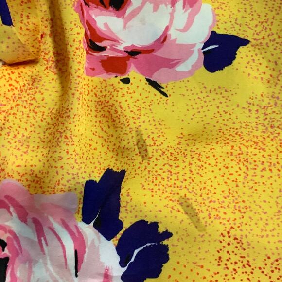 MSGM Size L Yellow Multi Color Satin Floral Button Up Shirt - Picture 6 of 8